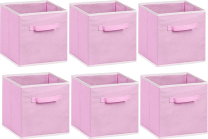 11-Inch Foldable Cube Storage Bins, Pink, 6-Pack
