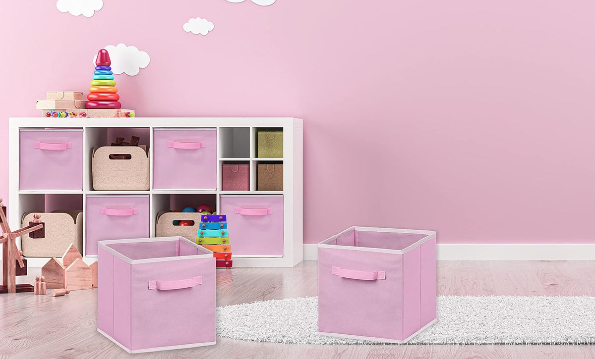 11-Inch Foldable Cube Storage Bins, Pink, 6-Pack