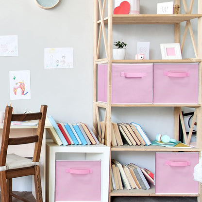 11-Inch Foldable Cube Storage Bins, Pink, 6-Pack