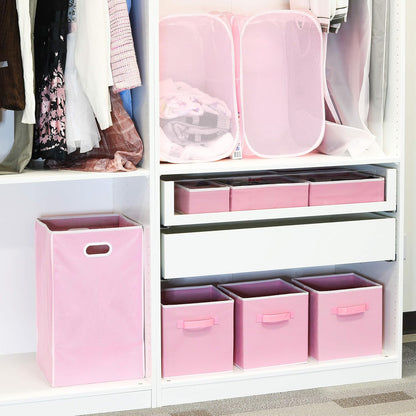 11-Inch Foldable Cube Storage Bins, Pink, 6-Pack