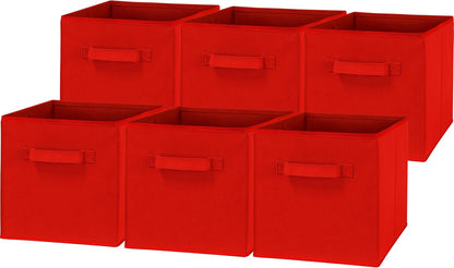 11-Inch Foldable Cube Storage Bins, Pink, 6-Pack