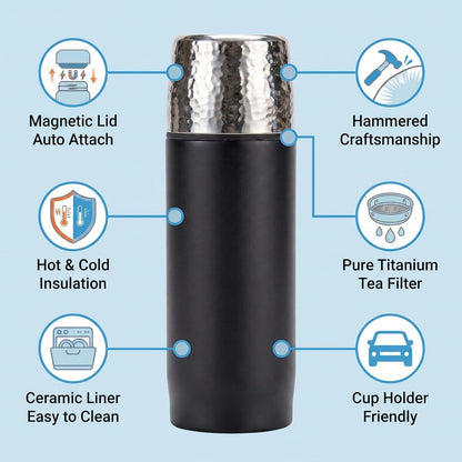 Travel Coffee Mug | 16oz Ceramic-Lined Insulated Stainless Steel Tumbler | Leak-Proof and Cup Holder Friendly (Vivid Orange)
