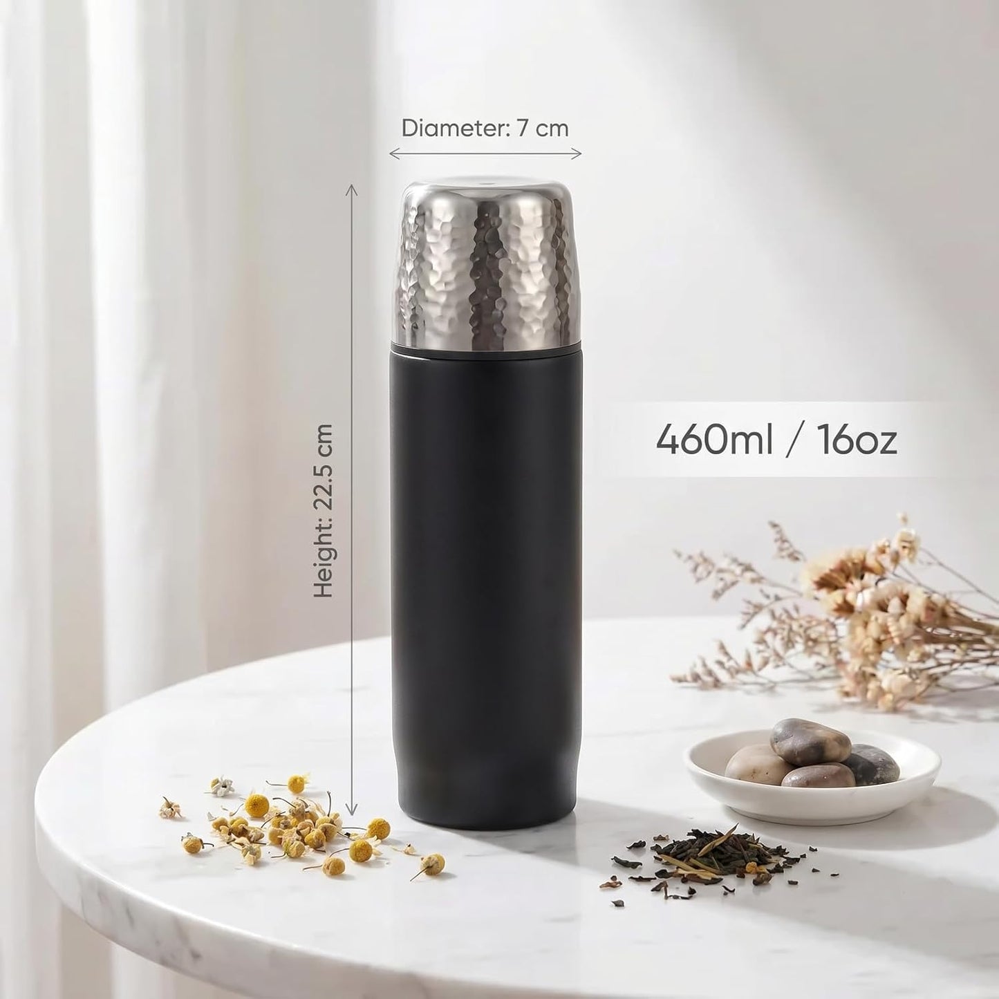 Travel Coffee Mug | 16oz Ceramic-Lined Insulated Stainless Steel Tumbler | Leak-Proof and Cup Holder Friendly (Vivid Orange)