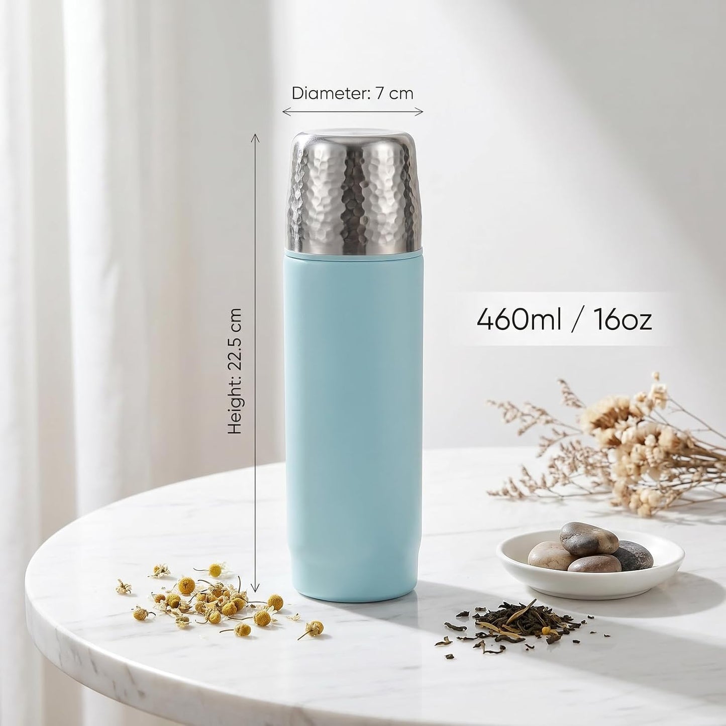 Travel Coffee Mug | 16oz Ceramic-Lined Insulated Stainless Steel Tumbler | Leak-Proof and Cup Holder Friendly (Vivid Orange)