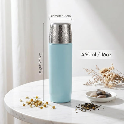 Travel Coffee Mug | 16oz Ceramic-Lined Insulated Stainless Steel Tumbler | Leak-Proof and Cup Holder Friendly (Vivid Orange)