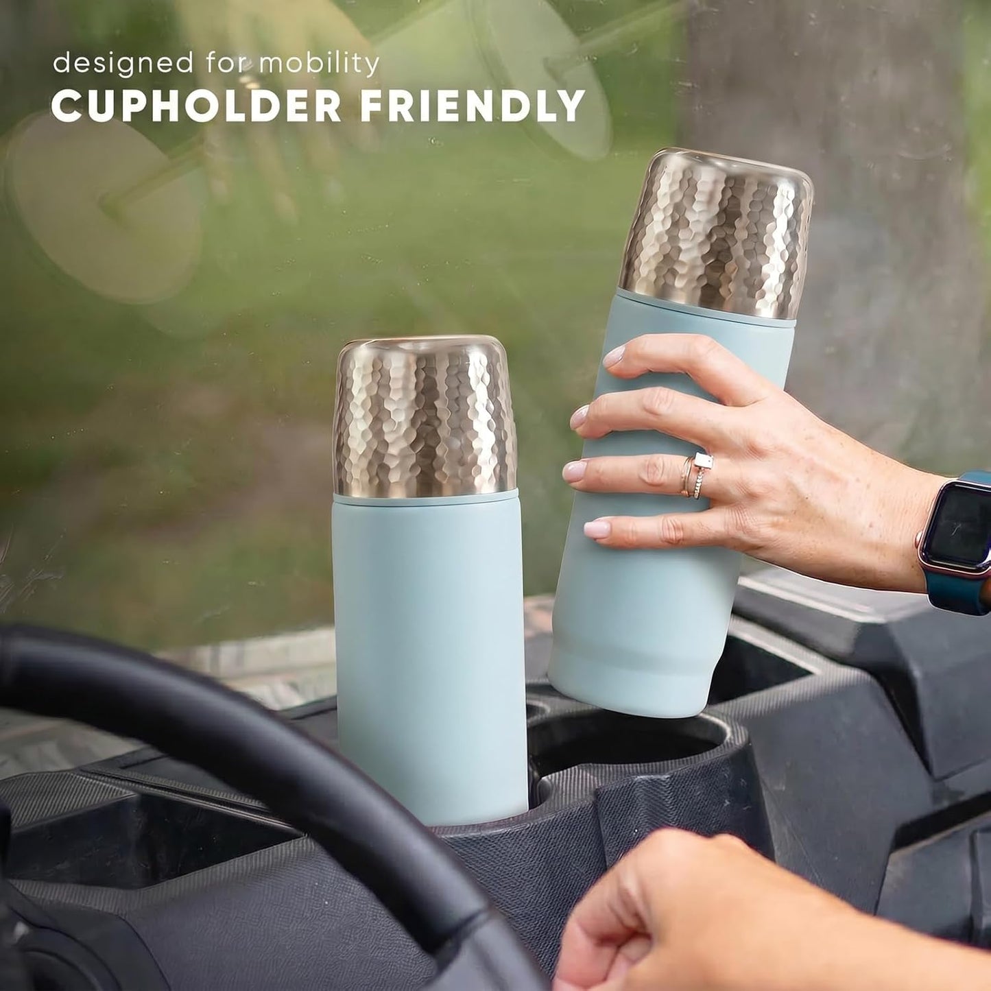 Travel Coffee Mug | 16oz Ceramic-Lined Insulated Stainless Steel Tumbler | Leak-Proof and Cup Holder Friendly (Vivid Orange)
