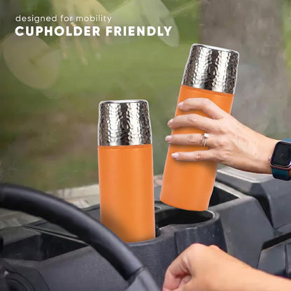 Travel Coffee Mug | 16oz Ceramic-Lined Insulated Stainless Steel Tumbler | Leak-Proof and Cup Holder Friendly (Vivid Orange)