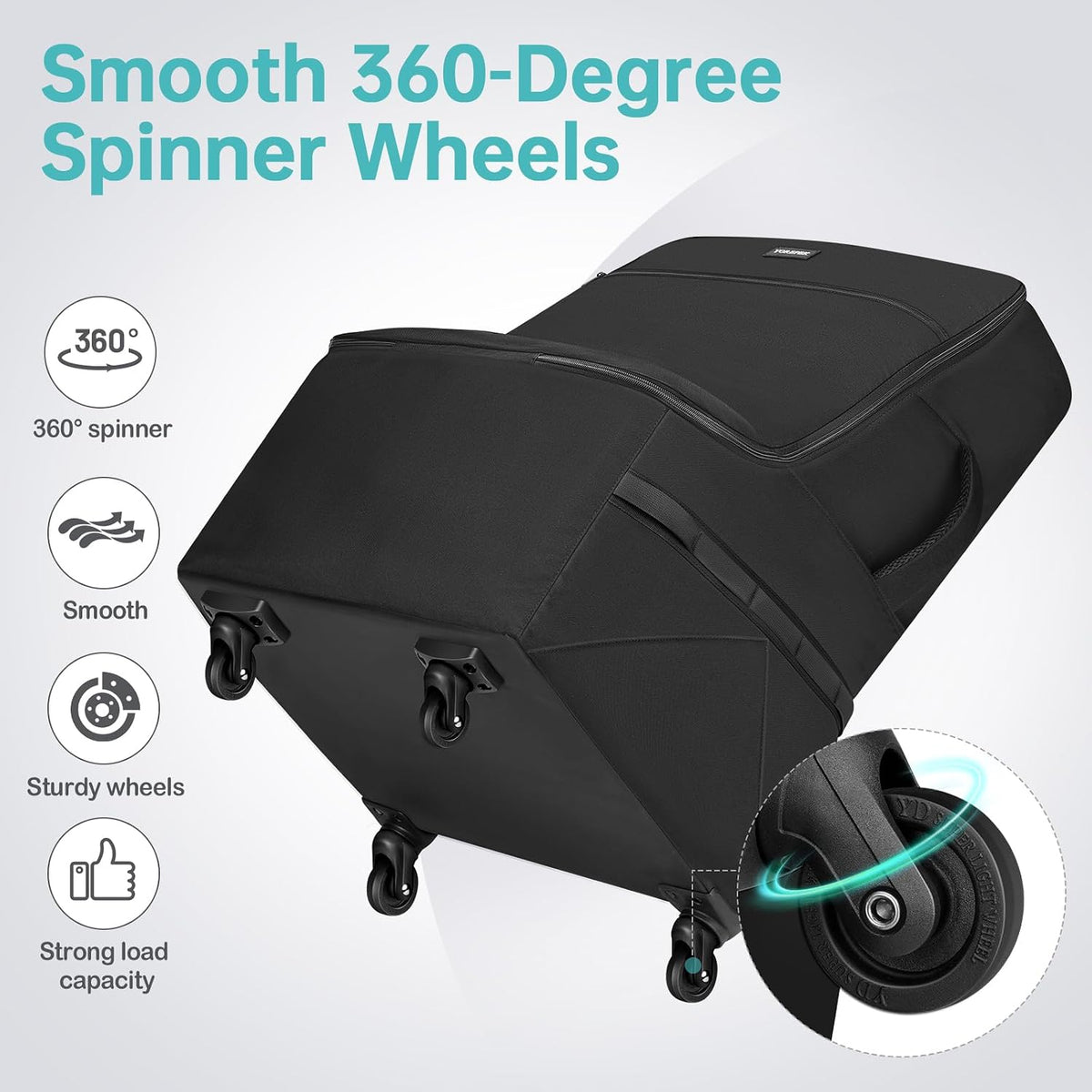 Car Seat Travel Bag with 4 Spinner Wheels & Stable Base