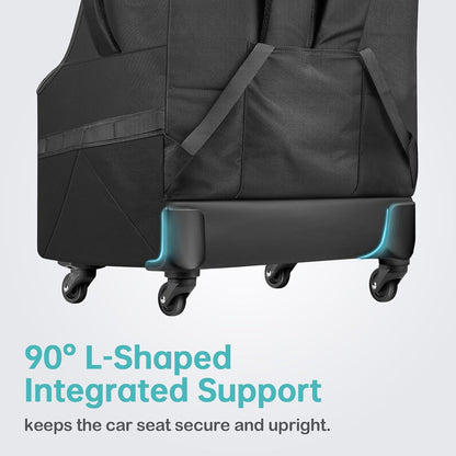Car Seat Travel Bag with 4 Spinner Wheels & Stable Base