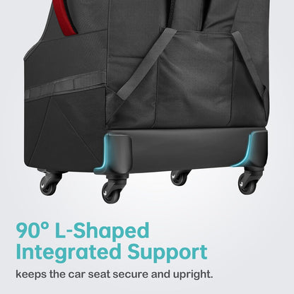 Car Seat Travel Bag with 4 Spinner Wheels & Stable Base