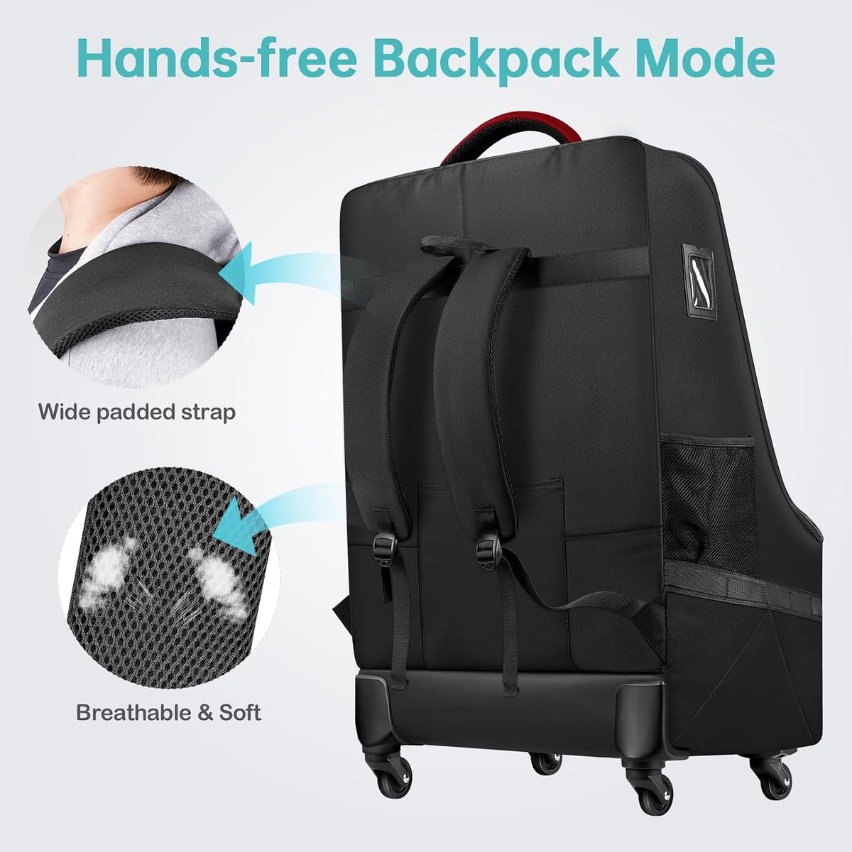 Car Seat Travel Bag with 4 Spinner Wheels & Stable Base