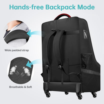 Car Seat Travel Bag with 4 Spinner Wheels & Stable Base