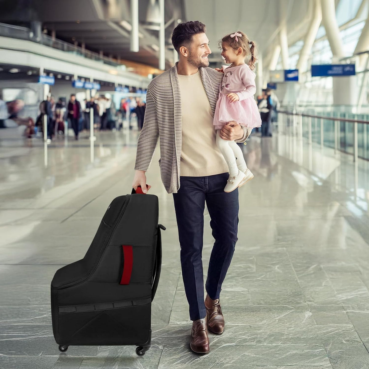 Car Seat Travel Bag with 4 Spinner Wheels & Stable Base