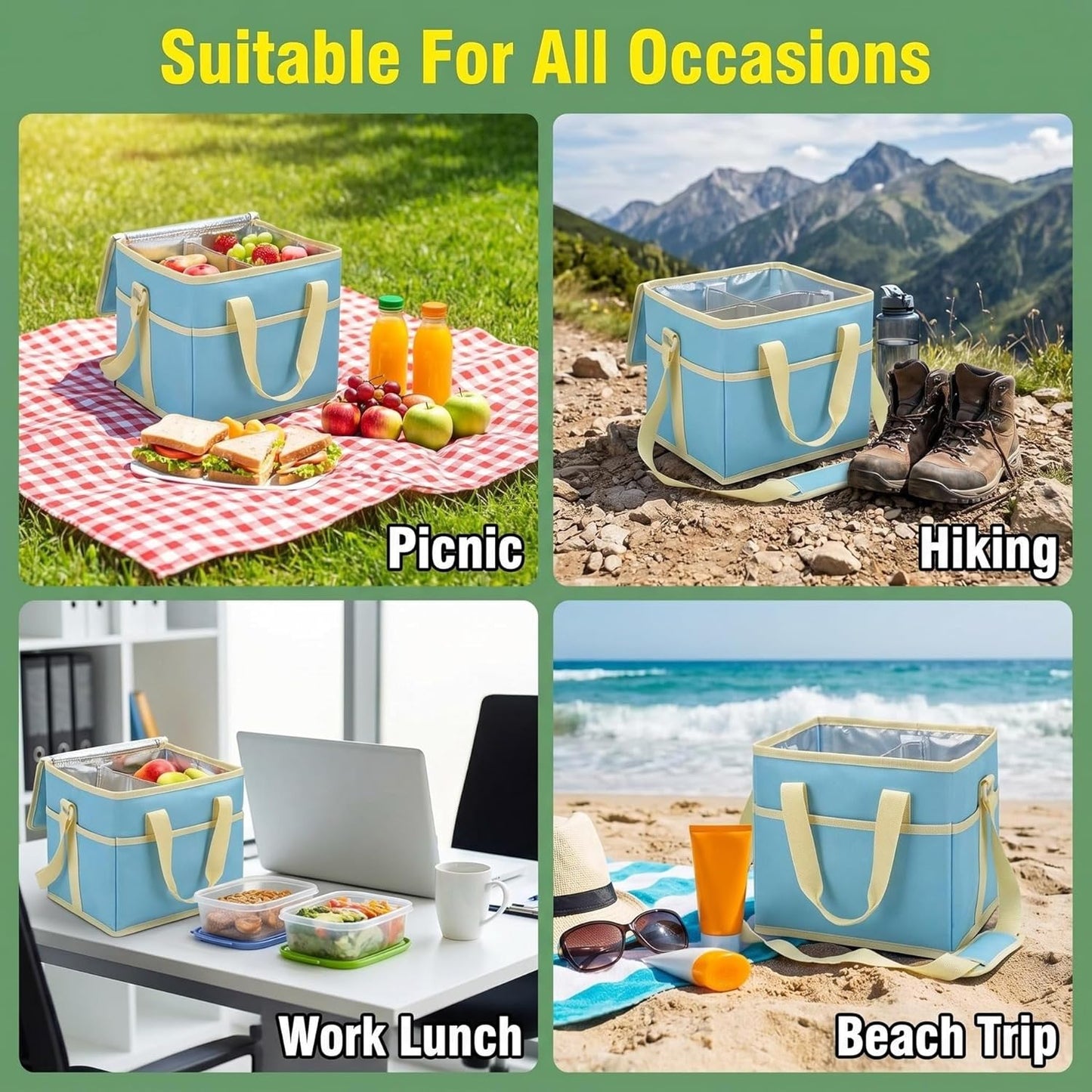Insulated Drink Carrier for 4 Cups，4 Compartment Drink Bag with Adjustable Strap，4 Water Bottle Holder with Strap for Coffee, Travel, Outings
