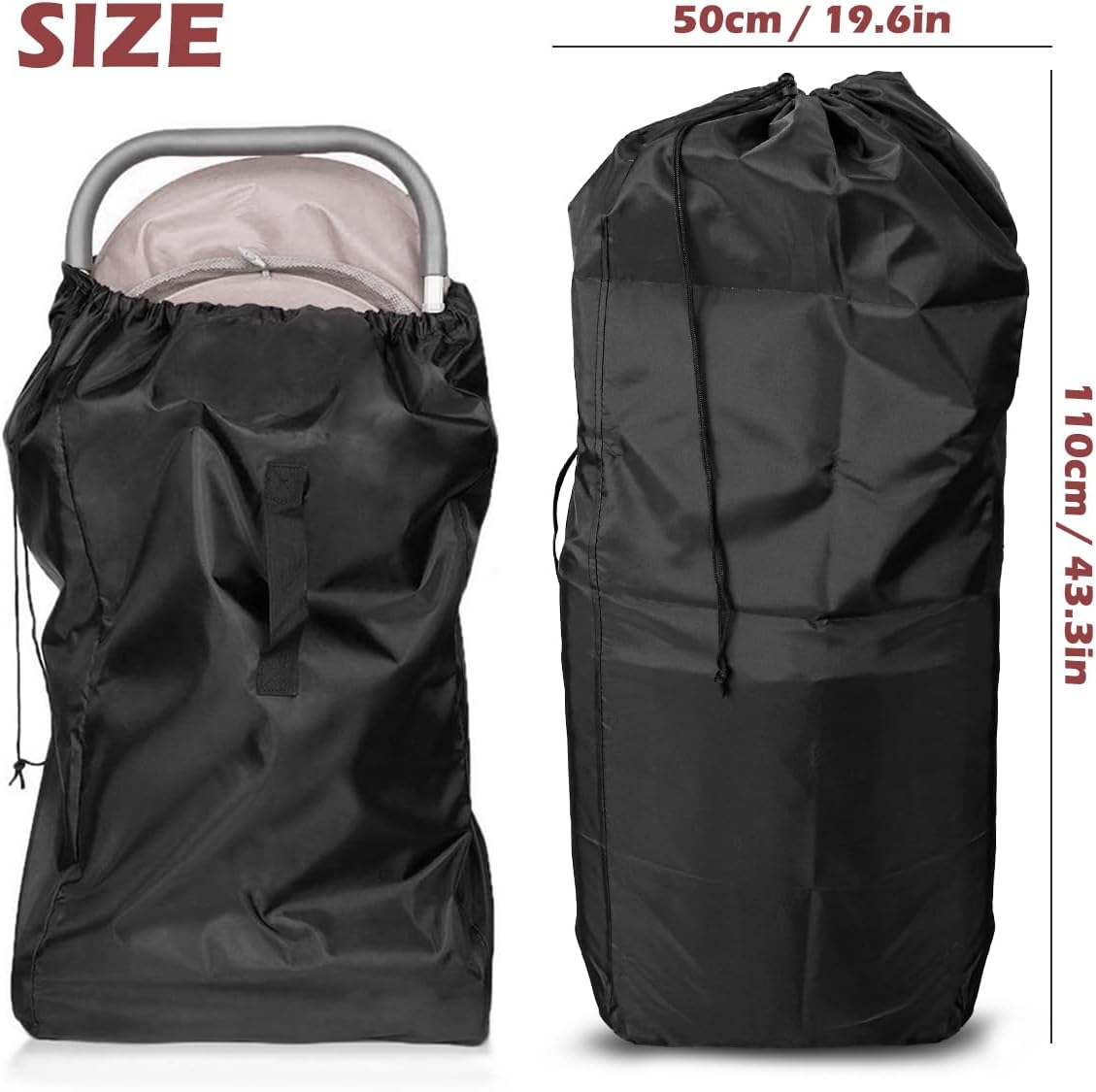 Stroller Transport Bags, Large Foldable Carrying Storage Bag for Airplane Gate Check Train Travel, 19.6x23.3Inch