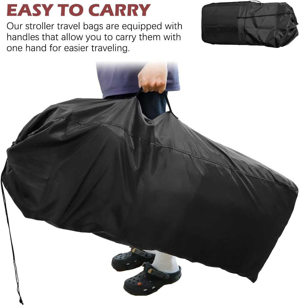 Stroller Transport Bags, Large Foldable Carrying Storage Bag for Airplane Gate Check Train Travel, 19.6x23.3Inch