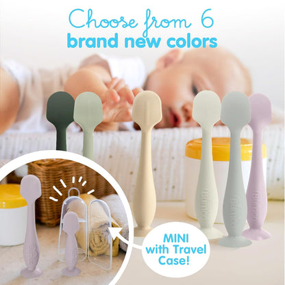 Bumco + Mini Baby Diaper Cream Spatula with Case - BPA-Free Silicone Diaper Spatula with Suction Cup, Wipe-Clean, Mom-Invented Butt Paste Applicator (Lavender& Gray)