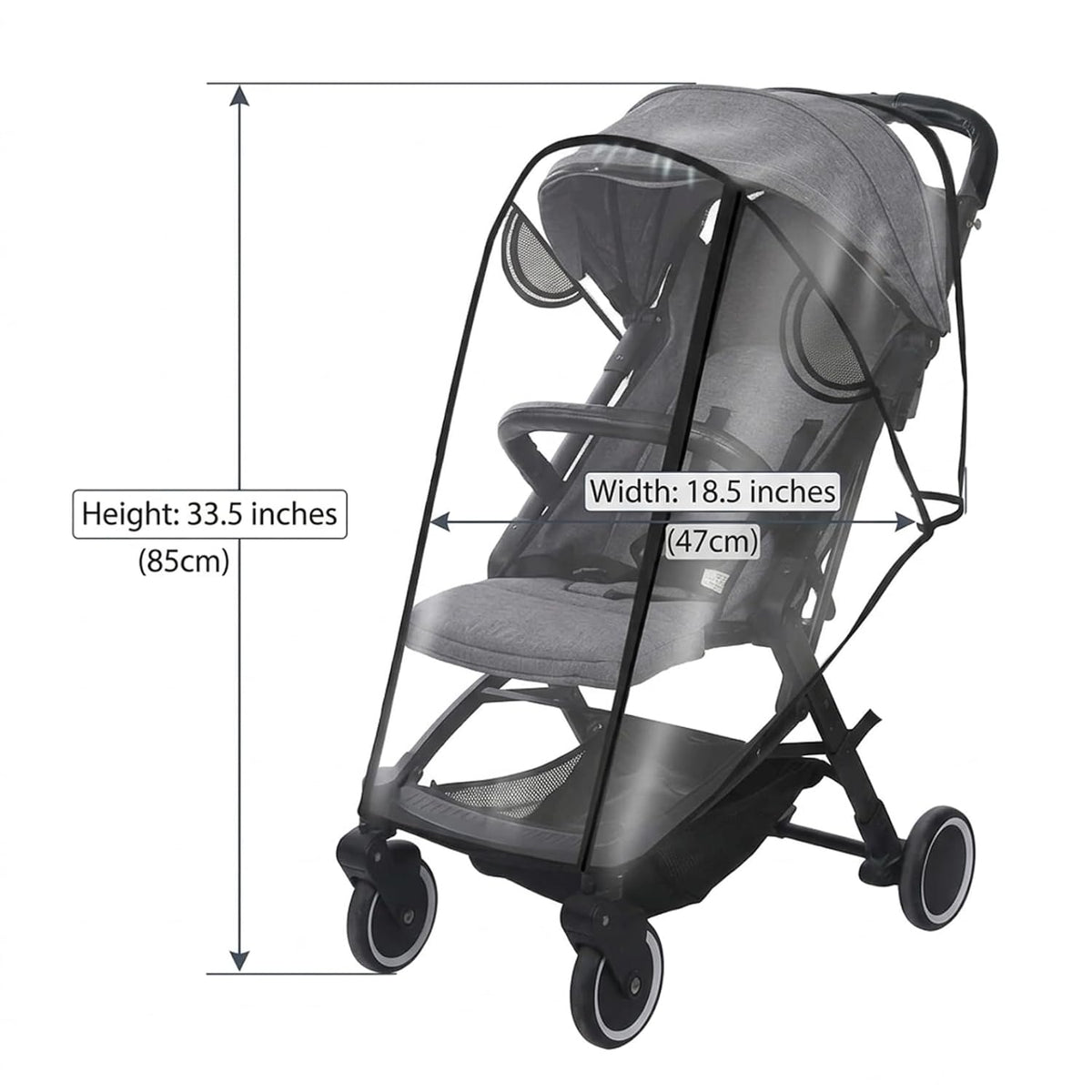 Waterproof Stroller Rain Cover with Double Zipper Ventilated Design – Rain Cover for Stroller for 4-8kg Baby Strollers Easy Access