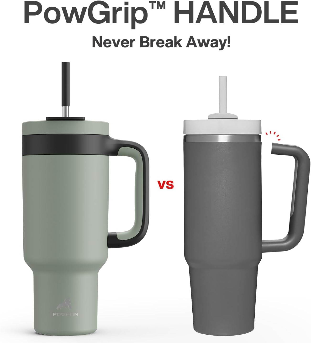 40 oz Tumbler with Handle, 2-in-1 Straw and Sip Lid, Leakproof, Dishwasher Safe, Insulated Stainless Steel Travel Coffee Mug, Keeps Cold for 34 Hours, Fits in Car Cup Holder (Deepsea)