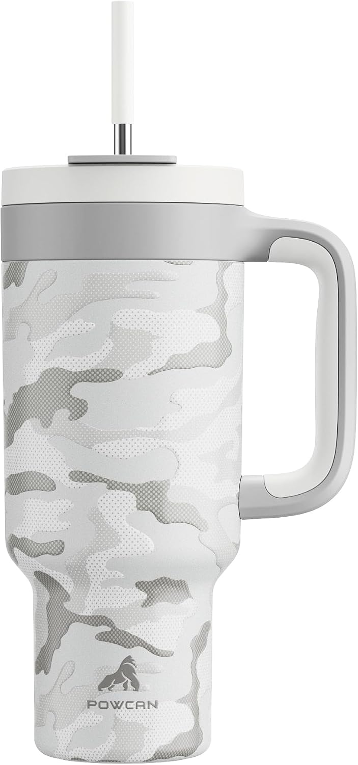 40 oz Tumbler with Handle, 2-in-1 Straw and Sip Lid, Leakproof, Dishwasher Safe, Insulated Stainless Steel Travel Coffee Mug, Keeps Cold for 34 Hours, Fits in Car Cup Holder (Deepsea)