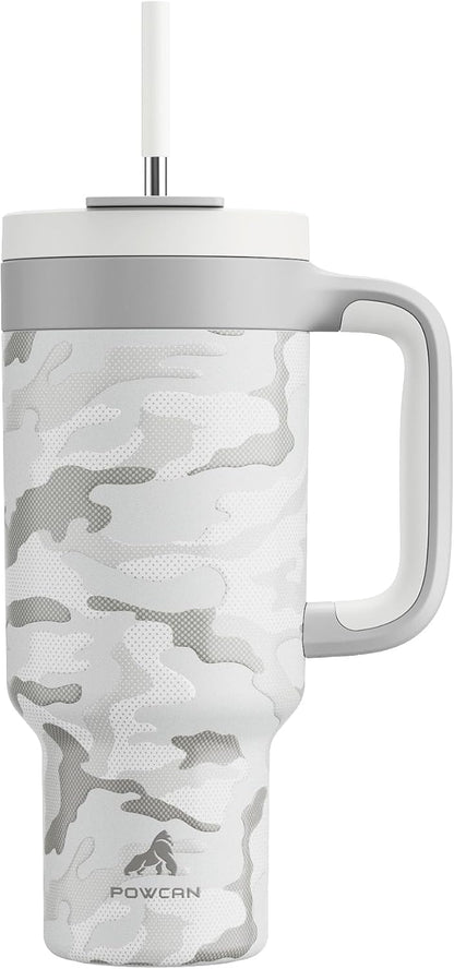 40 oz Tumbler with Handle, 2-in-1 Straw and Sip Lid, Leakproof, Dishwasher Safe, Insulated Stainless Steel Travel Coffee Mug, Keeps Cold for 34 Hours, Fits in Car Cup Holder (Deepsea)