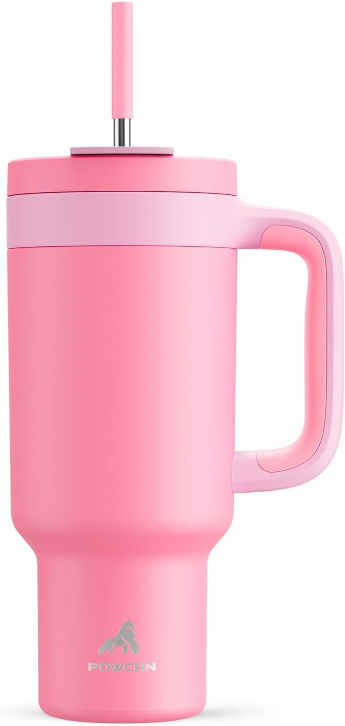 40 oz Tumbler with Handle, 2-in-1 Straw and Sip Lid, Leakproof, Dishwasher Safe, Insulated Stainless Steel Travel Coffee Mug, Keeps Cold for 34 Hours, Fits in Car Cup Holder (Deepsea)