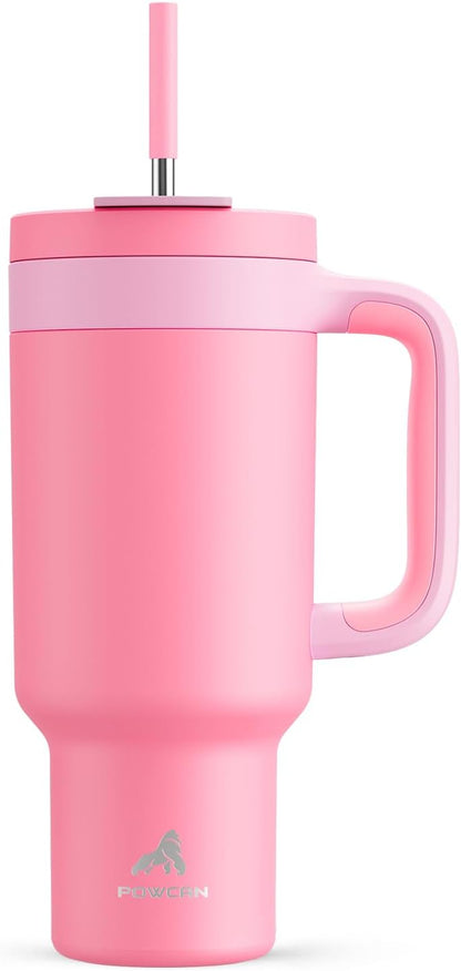 40 oz Tumbler with Handle, 2-in-1 Straw and Sip Lid, Leakproof, Dishwasher Safe, Insulated Stainless Steel Travel Coffee Mug, Keeps Cold for 34 Hours, Fits in Car Cup Holder (Deepsea)