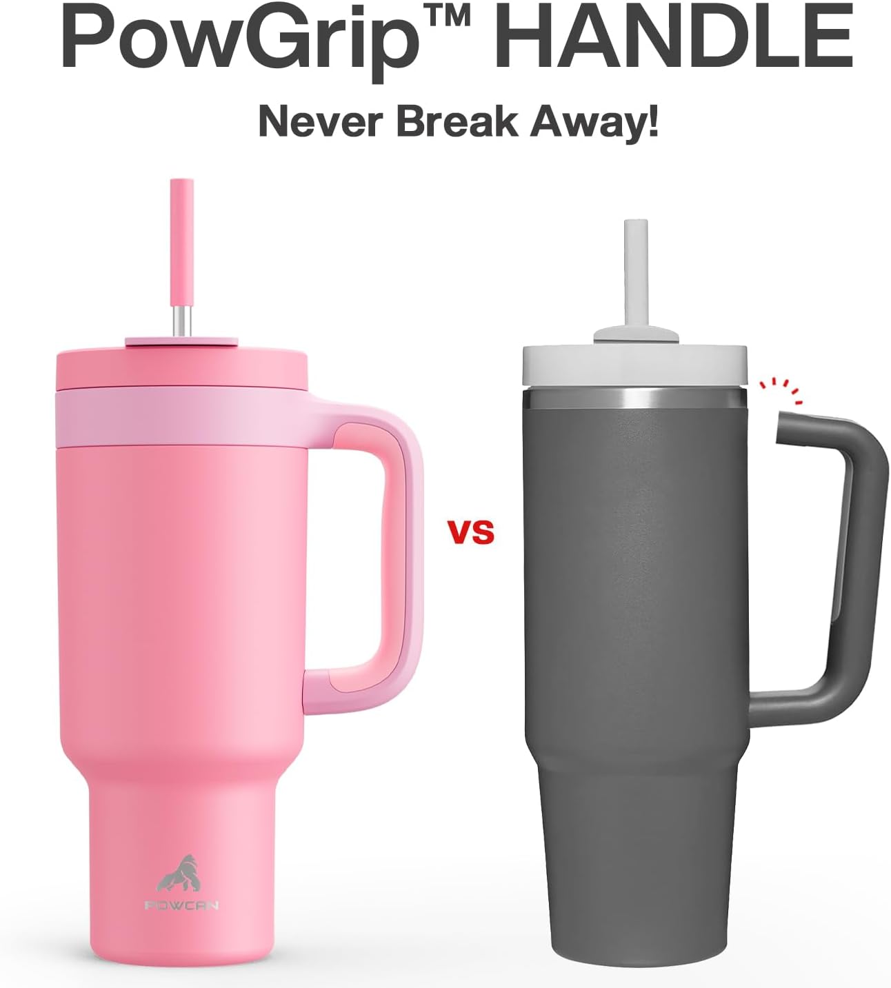 40 oz Tumbler with Handle, 2-in-1 Straw and Sip Lid, Leakproof, Dishwasher Safe, Insulated Stainless Steel Travel Coffee Mug, Keeps Cold for 34 Hours, Fits in Car Cup Holder (Deepsea)