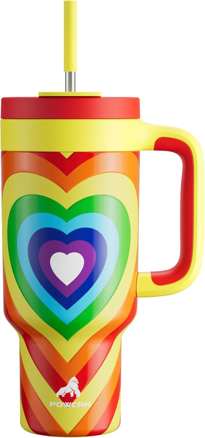 40 oz Tumbler with Handle, 2-in-1 Straw and Sip Lid, Leakproof, Dishwasher Safe, Insulated Stainless Steel Travel Coffee Mug, Keeps Cold for 34 Hours, Fits in Car Cup Holder (Deepsea)