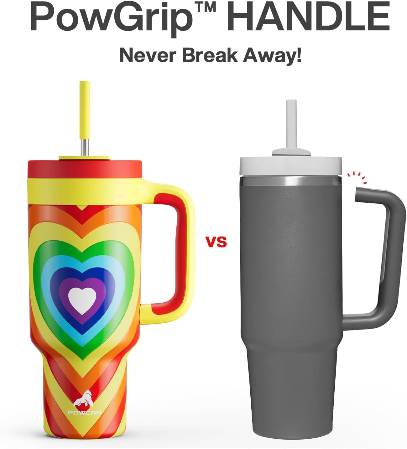 40 oz Tumbler with Handle, 2-in-1 Straw and Sip Lid, Leakproof, Dishwasher Safe, Insulated Stainless Steel Travel Coffee Mug, Keeps Cold for 34 Hours, Fits in Car Cup Holder (Deepsea)