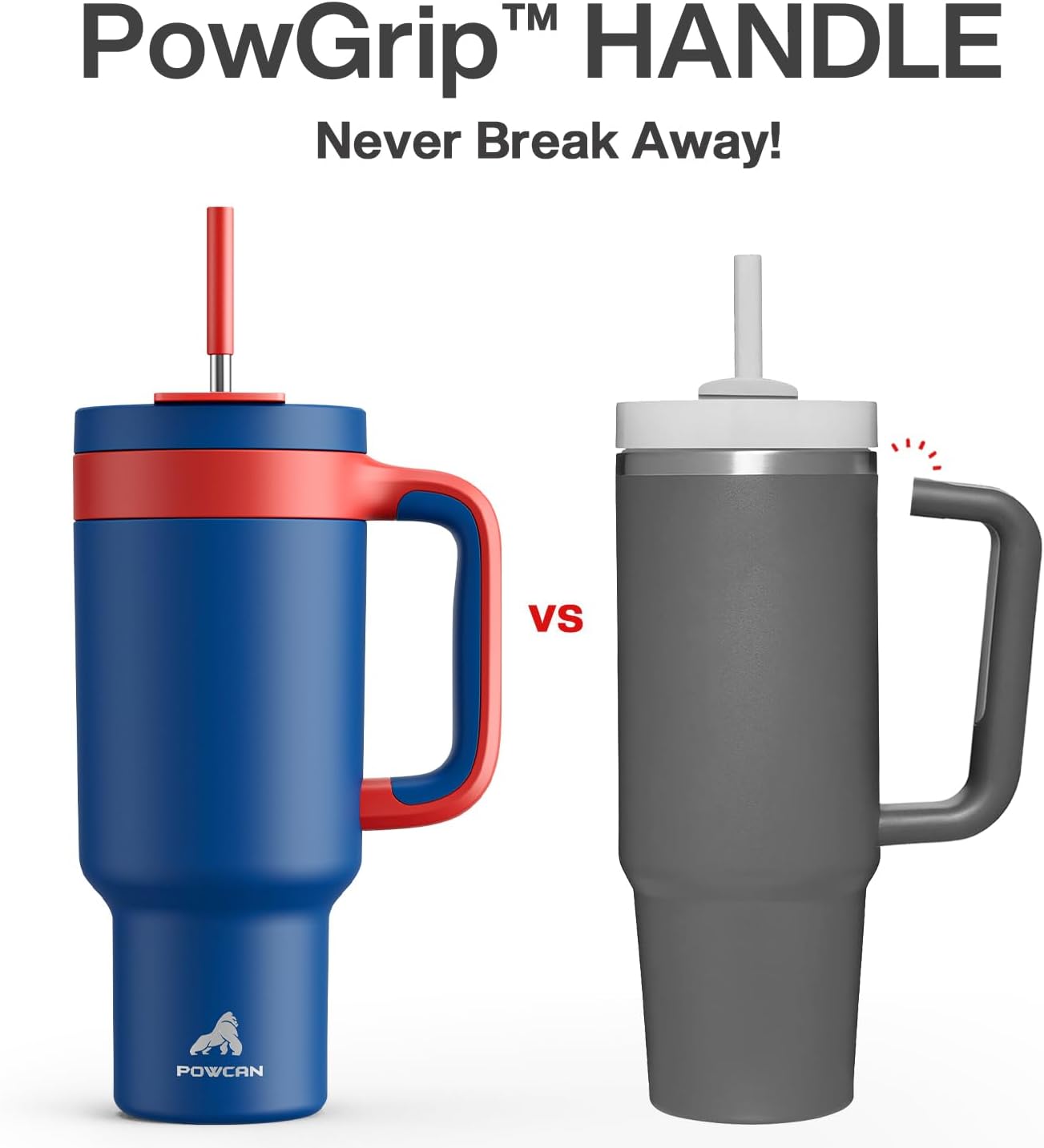 40 oz Tumbler with Handle, 2-in-1 Straw and Sip Lid, Leakproof, Dishwasher Safe, Insulated Stainless Steel Travel Coffee Mug, Keeps Cold for 34 Hours, Fits in Car Cup Holder (Deepsea)