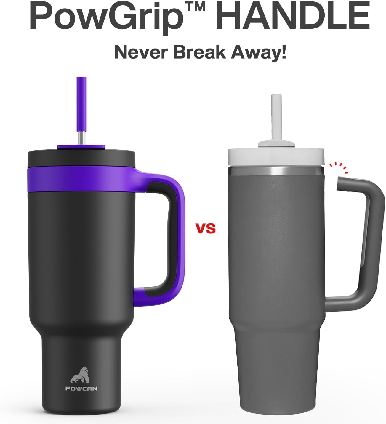 40 oz Tumbler with Handle, 2-in-1 Straw and Sip Lid, Leakproof, Dishwasher Safe, Insulated Stainless Steel Travel Coffee Mug, Keeps Cold for 34 Hours, Fits in Car Cup Holder (Deepsea)