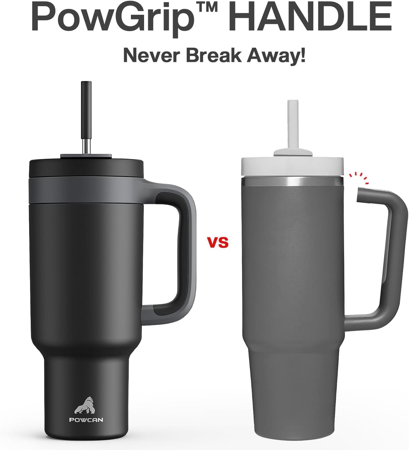 40 oz Tumbler with Handle, 2-in-1 Straw and Sip Lid, Leakproof, Dishwasher Safe, Insulated Stainless Steel Travel Coffee Mug, Keeps Cold for 34 Hours, Fits in Car Cup Holder (Deepsea)
