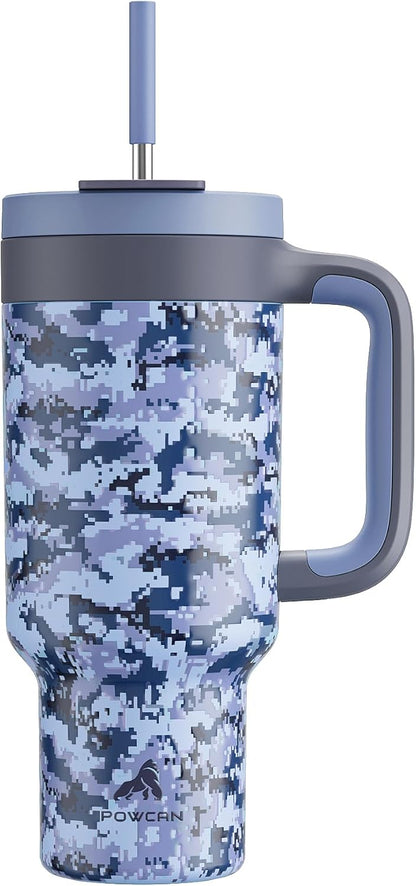 40 oz Tumbler with Handle, 2-in-1 Straw and Sip Lid, Leakproof, Dishwasher Safe, Insulated Stainless Steel Travel Coffee Mug, Keeps Cold for 34 Hours, Fits in Car Cup Holder (Deepsea)
