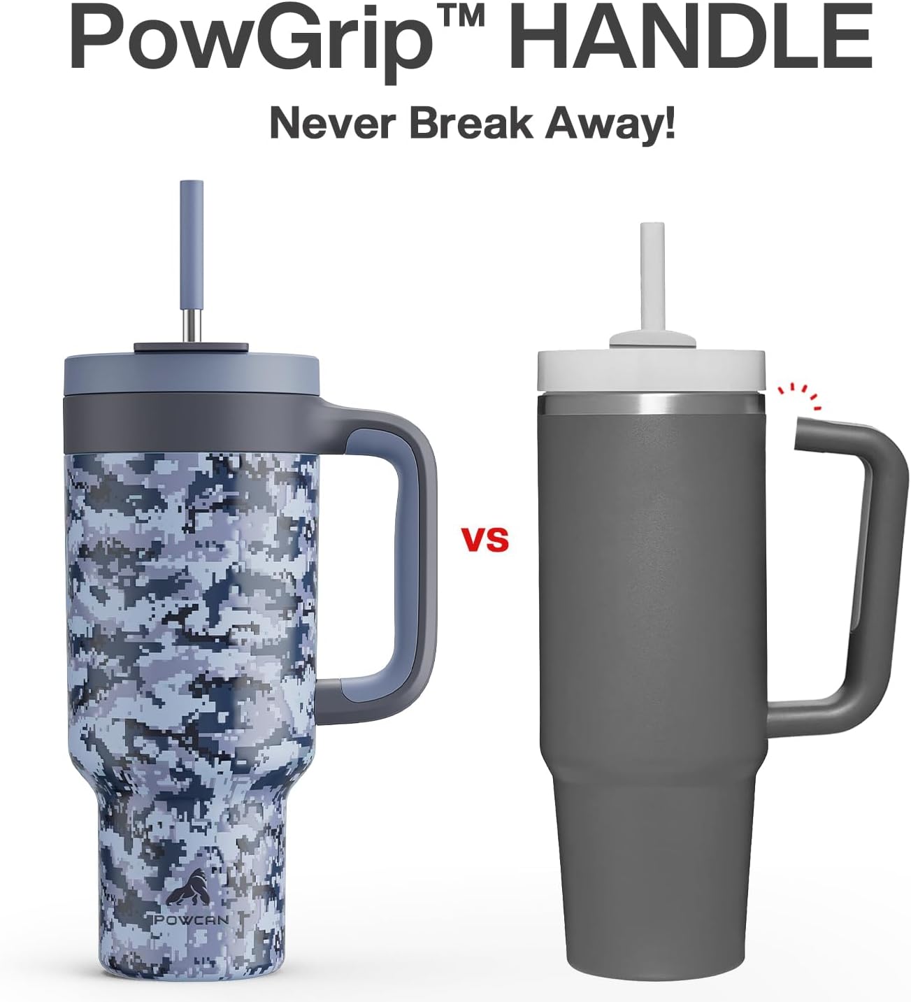 40 oz Tumbler with Handle, 2-in-1 Straw and Sip Lid, Leakproof, Dishwasher Safe, Insulated Stainless Steel Travel Coffee Mug, Keeps Cold for 34 Hours, Fits in Car Cup Holder (Deepsea)