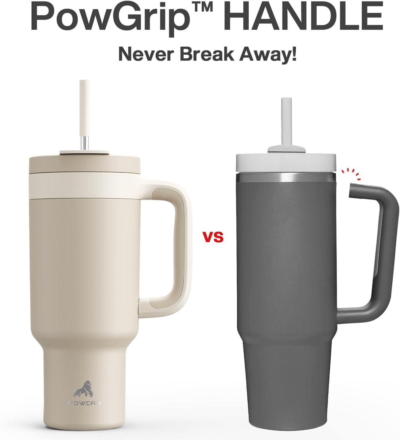 40 oz Tumbler with Handle, 2-in-1 Straw and Sip Lid, Leakproof, Dishwasher Safe, Insulated Stainless Steel Travel Coffee Mug, Keeps Cold for 34 Hours, Fits in Car Cup Holder (Deepsea)