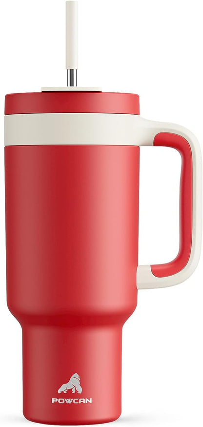 40 oz Tumbler with Handle, 2-in-1 Straw and Sip Lid, Leakproof, Dishwasher Safe, Insulated Stainless Steel Travel Coffee Mug, Keeps Cold for 34 Hours, Fits in Car Cup Holder (Deepsea)