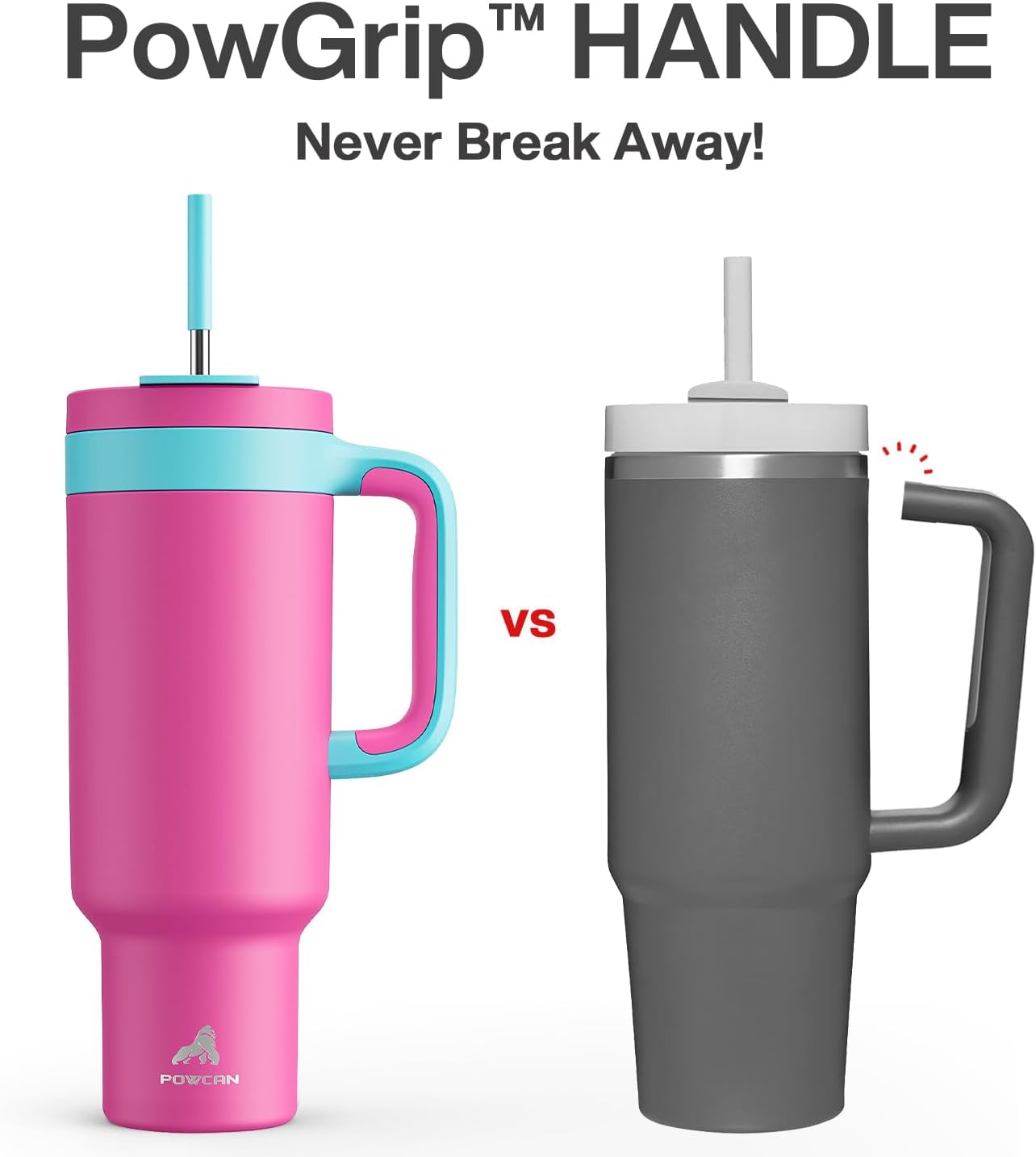40 oz Tumbler with Handle, 2-in-1 Straw and Sip Lid, Leakproof, Dishwasher Safe, Insulated Stainless Steel Travel Coffee Mug, Keeps Cold for 34 Hours, Fits in Car Cup Holder (Deepsea)