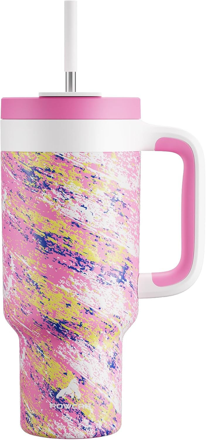 40 oz Tumbler with Handle, 2-in-1 Straw and Sip Lid, Leakproof, Dishwasher Safe, Insulated Stainless Steel Travel Coffee Mug, Keeps Cold for 34 Hours, Fits in Car Cup Holder (Deepsea)