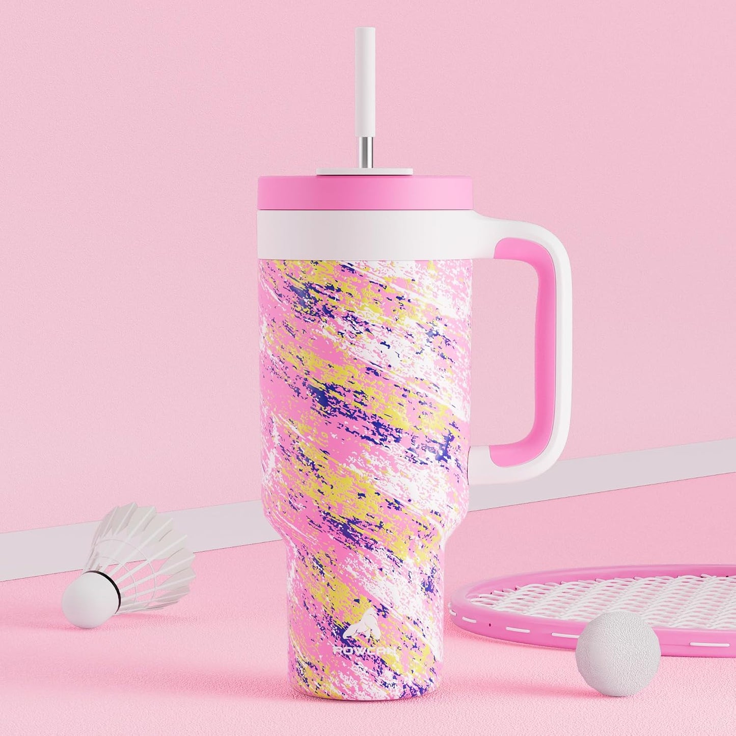 40 oz Tumbler with Handle, 2-in-1 Straw and Sip Lid, Leakproof, Dishwasher Safe, Insulated Stainless Steel Travel Coffee Mug, Keeps Cold for 34 Hours, Fits in Car Cup Holder (Deepsea)