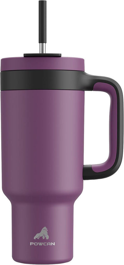 40 oz Tumbler with Handle, 2-in-1 Straw and Sip Lid, Leakproof, Dishwasher Safe, Insulated Stainless Steel Travel Coffee Mug, Keeps Cold for 34 Hours, Fits in Car Cup Holder (Deepsea)