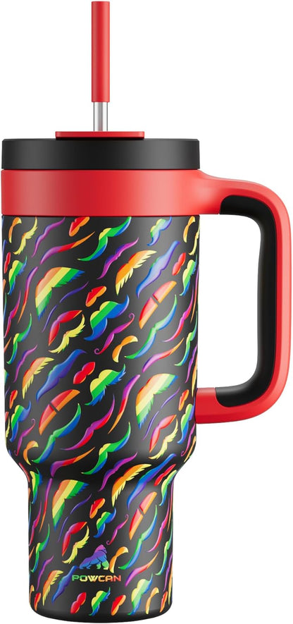 40 oz Tumbler with Handle, 2-in-1 Straw and Sip Lid, Leakproof, Dishwasher Safe, Insulated Stainless Steel Travel Coffee Mug, Keeps Cold for 34 Hours, Fits in Car Cup Holder (Deepsea)