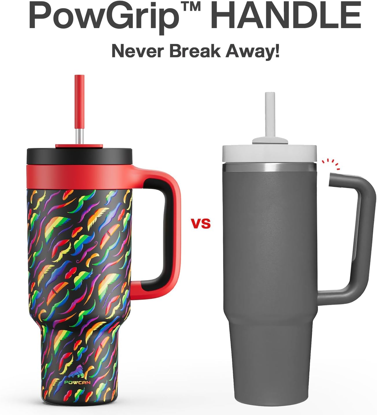 40 oz Tumbler with Handle, 2-in-1 Straw and Sip Lid, Leakproof, Dishwasher Safe, Insulated Stainless Steel Travel Coffee Mug, Keeps Cold for 34 Hours, Fits in Car Cup Holder (Deepsea)