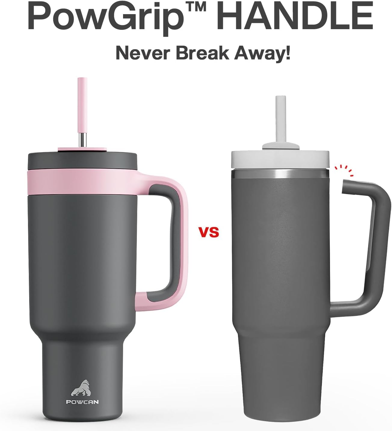 40 oz Tumbler with Handle, 2-in-1 Straw and Sip Lid, Leakproof, Dishwasher Safe, Insulated Stainless Steel Travel Coffee Mug, Keeps Cold for 34 Hours, Fits in Car Cup Holder (Deepsea)