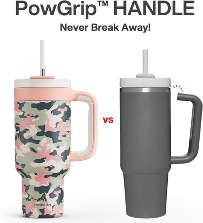 40 oz Tumbler with Handle, 2-in-1 Straw and Sip Lid, Leakproof, Dishwasher Safe, Insulated Stainless Steel Travel Coffee Mug, Keeps Cold for 34 Hours, Fits in Car Cup Holder (Deepsea)