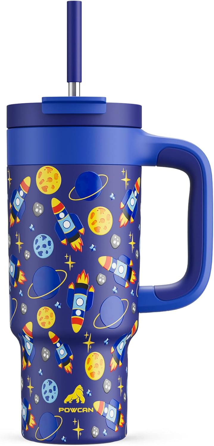 40 oz Tumbler with Handle, 2-in-1 Straw and Sip Lid, Leakproof, Dishwasher Safe, Insulated Stainless Steel Travel Coffee Mug, Keeps Cold for 34 Hours, Fits in Car Cup Holder (Deepsea)