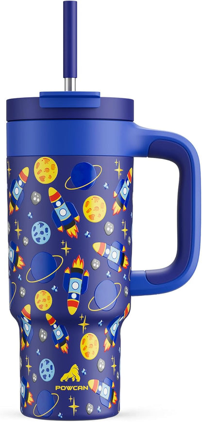 40 oz Tumbler with Handle, 2-in-1 Straw and Sip Lid, Leakproof, Dishwasher Safe, Insulated Stainless Steel Travel Coffee Mug, Keeps Cold for 34 Hours, Fits in Car Cup Holder (Deepsea)