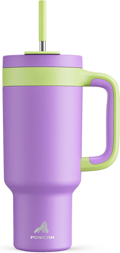 40 oz Tumbler with Handle, 2-in-1 Straw and Sip Lid, Leakproof, Dishwasher Safe, Insulated Stainless Steel Travel Coffee Mug, Keeps Cold for 34 Hours, Fits in Car Cup Holder (Deepsea)