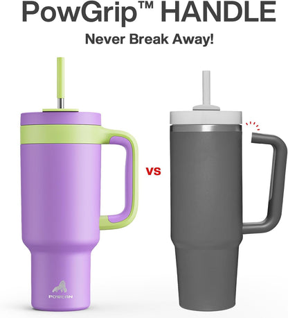 40 oz Tumbler with Handle, 2-in-1 Straw and Sip Lid, Leakproof, Dishwasher Safe, Insulated Stainless Steel Travel Coffee Mug, Keeps Cold for 34 Hours, Fits in Car Cup Holder (Deepsea)