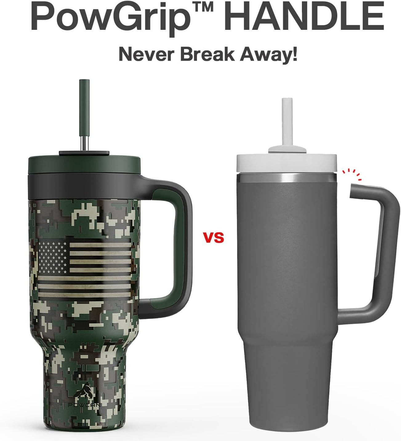 40 oz Tumbler with Handle, 2-in-1 Straw and Sip Lid, Leakproof, Dishwasher Safe, Insulated Stainless Steel Travel Coffee Mug, Keeps Cold for 34 Hours, Fits in Car Cup Holder (Deepsea)